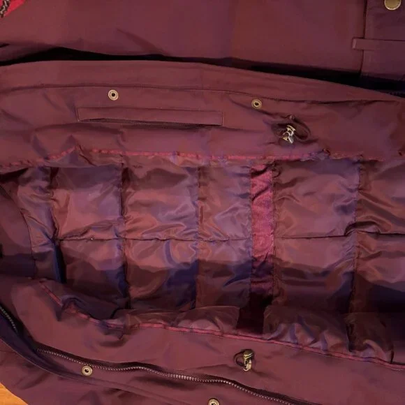 Lands End Women's Winter Long Jacket, L 14-16, Puffy Shell, Maroon - Picture 10 of 12